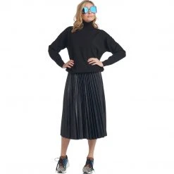 BURU White Label Val Vegan Leather Pleated Skirt - Black