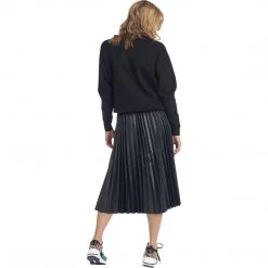 BURU White Label Val Vegan Leather Pleated Skirt - Black