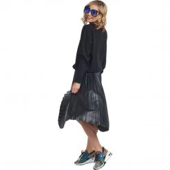 BURU White Label Val Vegan Leather Pleated Skirt - Black