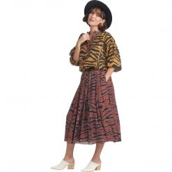 BURU White Label Tops Drawstring Henley Blouse - Animal Print - Final Sale