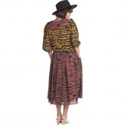 BURU White Label Tops Drawstring Henley Blouse - Animal Print - Final Sale