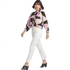 BURU Pink Label Clothing Bow Blouse - Abstract Chiffon - Final Sale