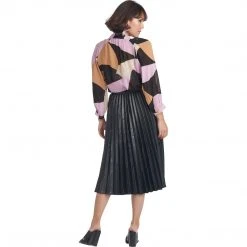 BURU Pink Label Clothing Bow Blouse - Abstract Chiffon - Final Sale