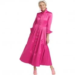 BURU Pink Label Long Sleeve Shirtdress - Pink Cotton Sateen
