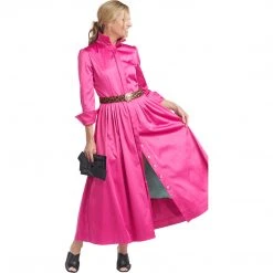 BURU Pink Label Long Sleeve Shirtdress - Pink Cotton Sateen