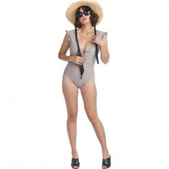 BURU White Label Tie Front Ruffle Swimsuit - Pewter - Final Sale 24 BURU White Label Tie Front Ruffle Swimsuit - Pewter - Final Sale