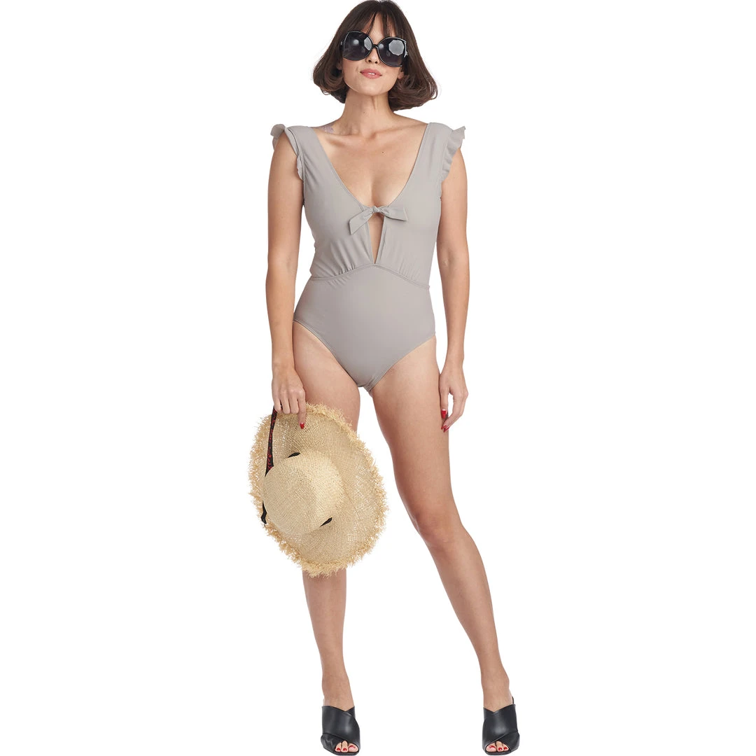 BURU White Label Tie Front Ruffle Swimsuit - Pewter - Final Sale 7 BURU White Label Tie Front Ruffle Swimsuit - Pewter - Final Sale