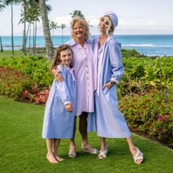 BURU Pink Label Clothing Bow Housecoat - Blue Oxford Cloth