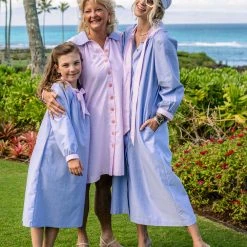 BURU Pink Label Clothing Bow Housecoat - Blue Oxford Cloth