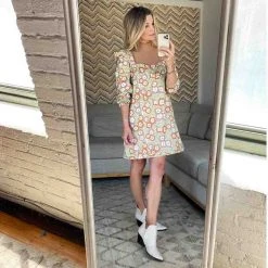 BURU Pink Label Square Neck Mini Dress - 70's Floral Dresses 17 BURU Pink Label Square Neck Mini Dress - 70's Floral Dresses