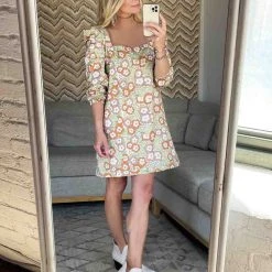 BURU Pink Label Square Neck Mini Dress - 70's Floral Dresses 16 BURU Pink Label Square Neck Mini Dress - 70's Floral Dresses