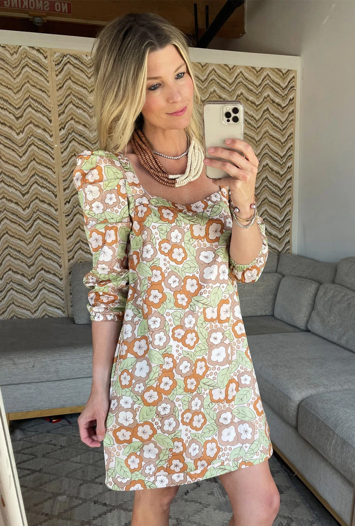 BURU Pink Label Square Neck Mini Dress - 70's Floral Dresses 5 BURU Pink Label Square Neck Mini Dress - 70's Floral Dresses