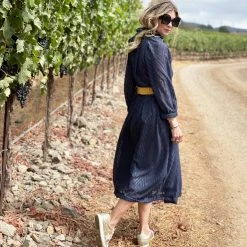 BURU Pink Label The 9 To 5 Shirtdress - Sheer Navy Clothing