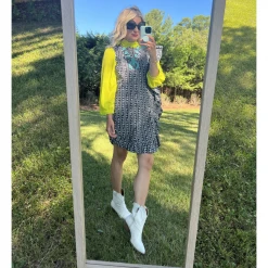 BURU Pink Label Anniversary Ruffle Mini Dress - Black & White Floral