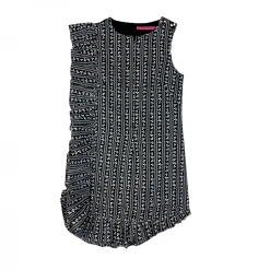 BURU Pink Label Anniversary Ruffle Mini Dress - Black & White Floral