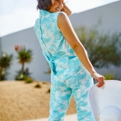 BURU White Label Sleeveless Mod Top - Aqua Brocade Clothing 14 BURU White Label Sleeveless Mod Top - Aqua Brocade Clothing