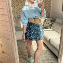 Buru Accessories Jumbo Rattan Square Buckle Stretch Belt - Natural