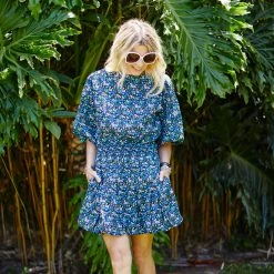 BURU White Label Smocked Waist Mini Skirt - Black Micro Floral