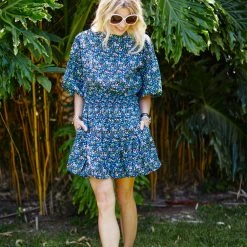 BURU White Label Smocked Waist Mini Skirt - Black Micro Floral