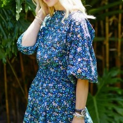 BURU White Label Button Sleeve Blouse - Black Micro Floral