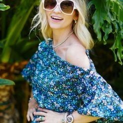 BURU White Label Button Sleeve Blouse - Black Micro Floral