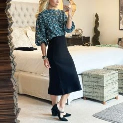 BURU White Label Button Sleeve Blouse - Black Micro Floral