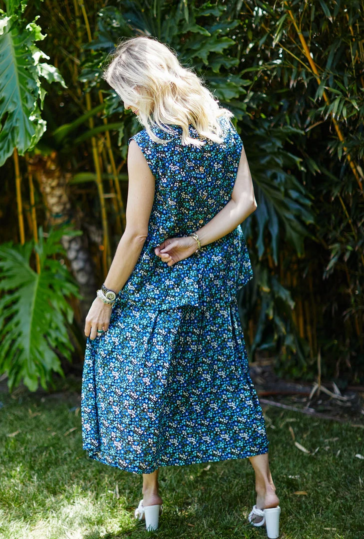 BURU White Label Sleeveless Mod Top - Black Micro Floral Tops 6 BURU White Label Sleeveless Mod Top - Black Micro Floral Tops