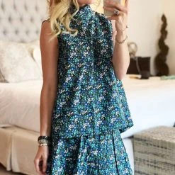 BURU White Label Smocked Waist Mini Skirt - Black Micro Floral