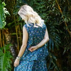 BURU White Label Sleeveless Mod Top - Black Micro Floral Tops 18 BURU White Label Sleeveless Mod Top - Black Micro Floral Tops