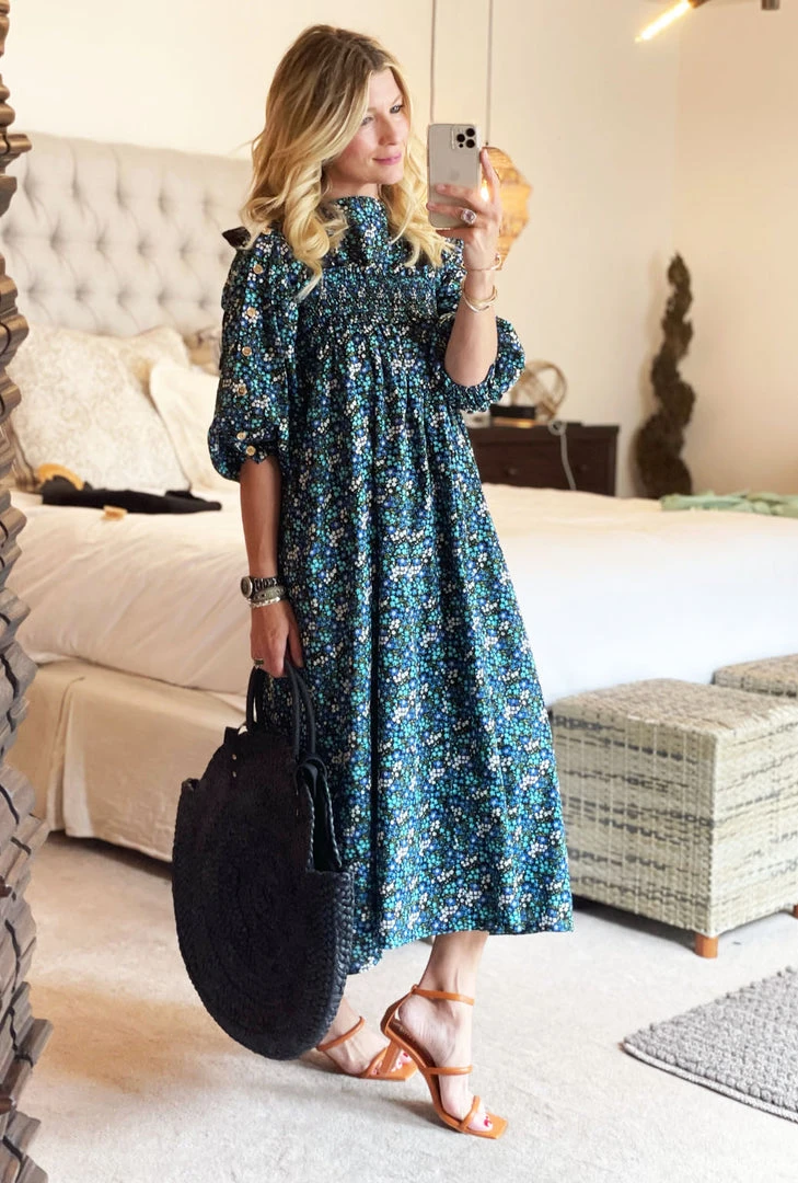 BURU White Label Tie Top MIDI Dress - Black Micro Floral Clothing 7 BURU White Label Tie Top MIDI Dress - Black Micro Floral Clothing