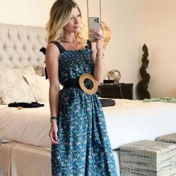 BURU White Label Tie Top MIDI Dress - Black Micro Floral Clothing 17 BURU White Label Tie Top MIDI Dress - Black Micro Floral Clothing