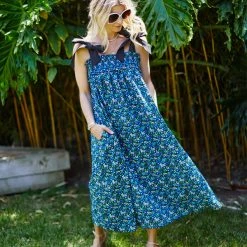 BURU White Label Tie Top MIDI Dress - Black Micro Floral Clothing 18 BURU White Label Tie Top MIDI Dress - Black Micro Floral Clothing