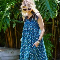 BURU White Label Tie Top MIDI Dress - Black Micro Floral Clothing 16 BURU White Label Tie Top MIDI Dress - Black Micro Floral Clothing