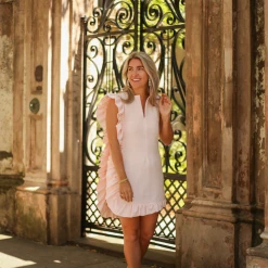 BURU Pink Label Clothing BURU X Megan Stokes Anniversary Ruffle Mini Dress - Pink Faille 15 BURU Pink Label Clothing BURU X Megan Stokes Anniversary Ruffle Mini Dress - Pink Faille