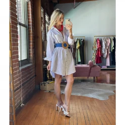 BURU Pink Label BURU X Megan Stokes Boyfriend Shirtdress - Blue Stripe Clothing