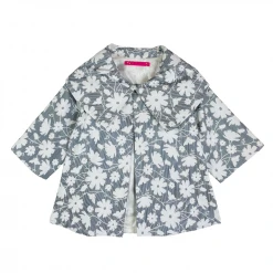 BURU Pink Label BURU X Megan Stokes Cropped Car Coat - Blue Floral Jacquard