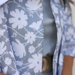 BURU Pink Label BURU X Megan Stokes Cropped Car Coat - Blue Floral Jacquard