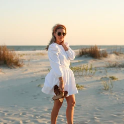 BURU Pink Label Clothing BURU X Megan Stokes Long Sleeve Puff Sleeve Top - White Quilted Knit