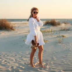 BURU Pink Label Clothing BURU X Megan Stokes Long Sleeve Puff Sleeve Top - White Quilted Knit