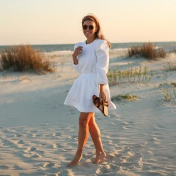 BURU Pink Label Clothing BURU X Megan Stokes Long Sleeve Puff Sleeve Top - White Quilted Knit