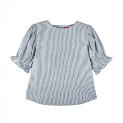 BURU Pink Label BURU X Megan Stokes Puff Sleeve Top - Blue & White Faille Clothing 15 BURU Pink Label BURU X Megan Stokes Puff Sleeve Top - Blue & White Faille Clothing