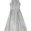 BURU Pink Label BURU X Megan Stokes Sleeveless Shirtdress - Blue & Tan Stripe Clothing