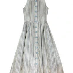 BURU Pink Label BURU X Megan Stokes Sleeveless Shirtdress - Blue & Tan Stripe Clothing