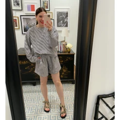 BURU Pink Label BURU X Val Everyday Shorts - Ivory & Navy Knit - PRE-SALE