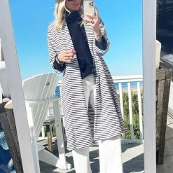 BURU Pink Label Clothing Swing Coat Knee Length - Midnight Stripe Knit 14 BURU Pink Label Clothing Swing Coat Knee Length - Midnight Stripe Knit