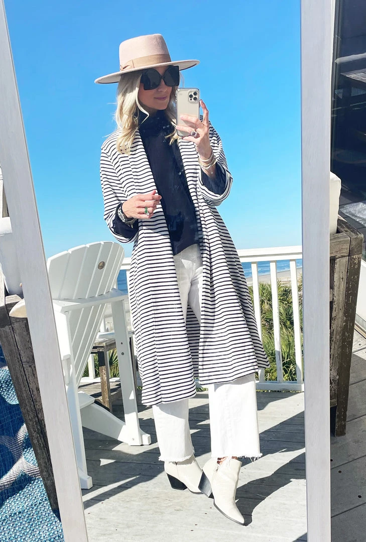 BURU Pink Label Clothing Swing Coat Knee Length - Midnight Stripe Knit 5 BURU Pink Label Clothing Swing Coat Knee Length - Midnight Stripe Knit