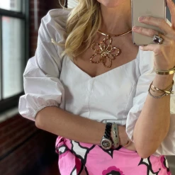 BURU Pink Label Clothing Balloon Sleeve Bustier - White