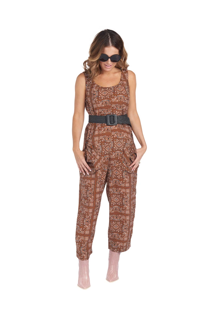 BURU White Label Clothing Bandana Jumpsuit - Brown 4 BURU White Label Clothing Bandana Jumpsuit - Brown