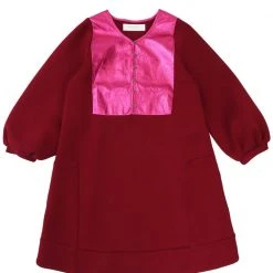 BURU White Label Bib Front A-line Dress - Double Knit Crimson Clothing