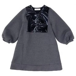 BURU White Label Bib Front A-line Dress - Double Knit Grey Clothing